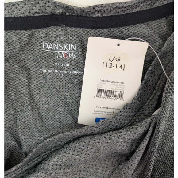 Danskin Now Performance Semi Fitted Long Sleeve Top Activewear Gray Large 12-14 - Picture 3 of 3